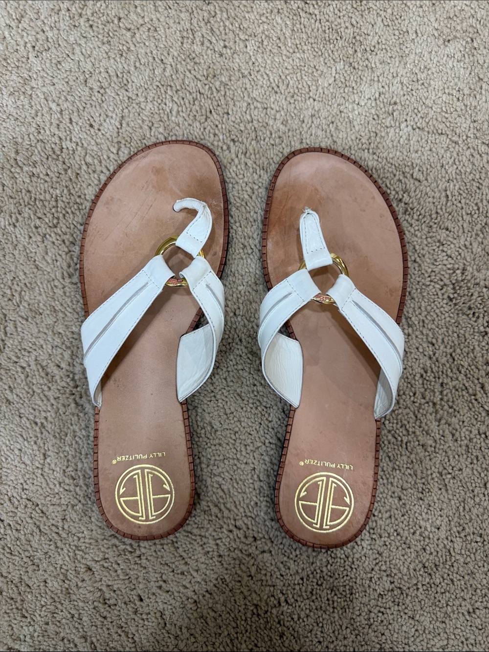 Lilly Pulitzer White McKim leather sandals Sz 9
